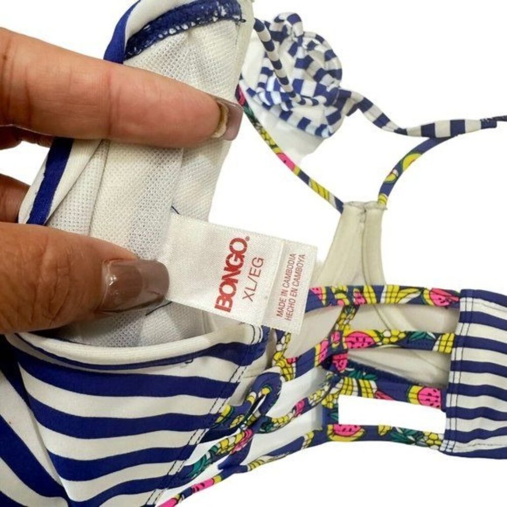 Bongo Juniors Strappy Back Padded Swim Top Size XL Multicolored-Halter Strap - Picture 8 of 8